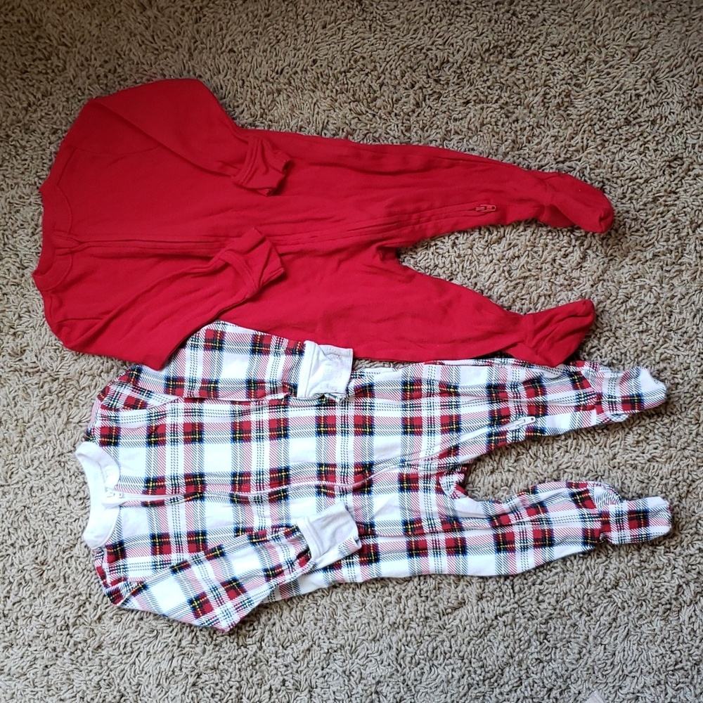 Lot of 2 Christmas Footie Pajamas sz 6-9 mo